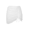 Memphis-White Mini Skirt Ruched