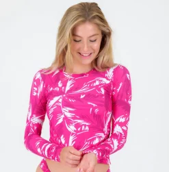 Top Pink-Palms Rash-Guard